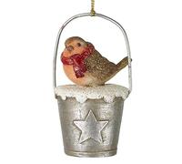 Heaven Sends Hanging Robin on Star Bucket Christmas Decoration - 7.5cm - Gift Idea for Home - Hanging Ornament for Tree