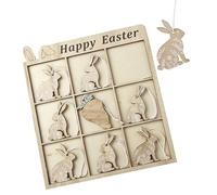 Heaven Sends Happy Easter Rabbit Hangers - Set of 9 Wooden Bunny Decorations with Hanging String - Rustic Easter Tree Ornaments for Spring Craft & Table Displays
