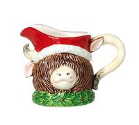 Heaven Sends Highland Cow in Santa Hat Jug - Festive Ceramic Pitcher with Handle - Christmas Tableware for Milk, Cream, Sauce or Decorative Use 400ml