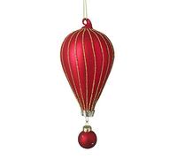 Heaven Sends Hot Air Balloon Style Christmas Tree Bauble/Decoration - Red & Gold - 17 cm