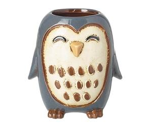 Heaven Sends Large Ceramic Owl Planter - Blue & Grey Glazed Pot for Plants, Succulents, Home & Garden Décor