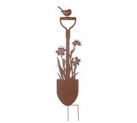 Heaven Sends Large Core-Ten Rusty Metal Robin on a Spade Stake Garden Ornament 90cm Tall 21cm Wide