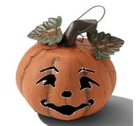 Heaven Sends Large Metal Pumpkin Tea Light Holder With Carved Scary Face And Hanging Handle, 20 X 23 X 18 Cm