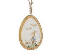 Heaven Sends Large Wooden Egg Easter Decoration With Rabbit Design And "happy Easter" Message, 9 X 6.8 X 1 Cm