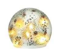 Heaven Sends LED Glass Globe Light - Pinecone & Foliage Design with Warm White Glow - Christmas Table Centrepiece & Festive Home Decoration