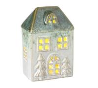 Heaven Sends Light Up Christmas White Ceramic House with LED Windows - Festive Tabletop Ornament Decoration 12cm