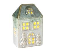 Heaven Sends Light Up Christmas White Ceramic House with LED Windows - Festive Tabletop Ornament Decoration 12cm