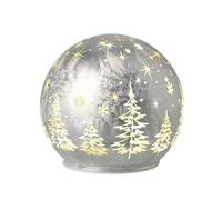 Heaven Sends Light Up Silver Tree Ball Christmas Decoration - Light Up Dome - 12cm - Battery Operated LED - Christmas Decoration For Home - Festive Christmas Lights - Novelty Christmas Decoration