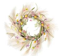 Heaven Sends Medium Faux Pampas Grass, Floral And Speckled Egg Easter Wreath 42 Cm
