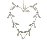 Heaven Sends Metal Heart Mistletoe Hanging Christmas Ornament - 22cm x 18cm - Christmas Decoration