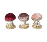Heaven Sends Mix Of 3 Velvet Mushrooms Tabletop Decorations 7x6cm