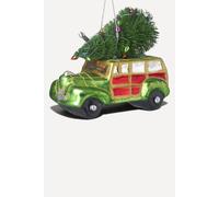 Heaven Sends Morris Minor with Tree glass Christmas decoration in Silver Heaven Sends Silver