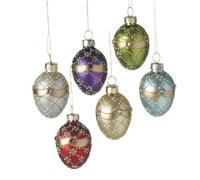 Heaven Sends Multi Colour Glass Oval Baubles Set Of 6 - 3x5.3 cm - 6 Pieces - Multicolor - Whimsical - General Decoration - Ornament