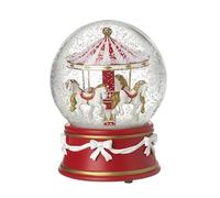 Heaven Sends Musical Merry Go Round Snowglobe Red and White