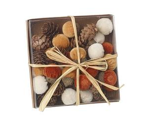 Heaven Sends Orange and White Acorn and Pinecone Mixed Set Autumnal Decorations