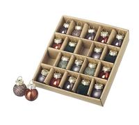 Heaven Sends Pack of 20 Mini Glass Christmas Baubles - Amber/Green/Grey - Hanging Tree Decoration - 2cm - Themed Décor - Perfect for Xmas Trees