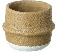 Heaven Sends Painted Wicker Design Plant Pot Medium Rustic Indoor Flower Planter Brown Rattan Effect Decorative Pot