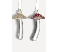 Heaven Sends Pair of Glass Toadstool Hanging Christmas Decorations - Red & Gold Heaven Sends Multicolor