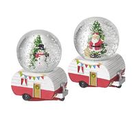 Heaven Sends Pair of Mini Caravan Snowglobes, Santa and Snowman, 7cm x 5cm, GAC490