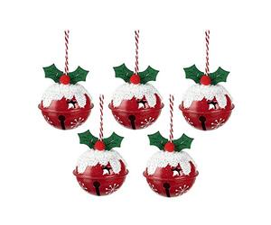 Heaven Sends Red Christmas Bells With Holly - Traditional Style Decorations