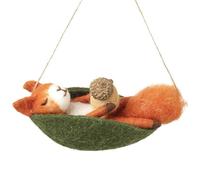 Heaven Sends Red Felt Squirrel In Hammock With Acorn hanging Tree Decoration