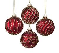 Heaven Sends Red & Gold Glass Bauble Christmas Tree Decorations - Set of 4