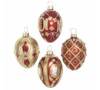Heaven Sends Red & Gold Oval Glass Ornaments Set of 4