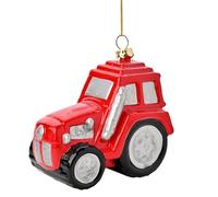 Heaven Sends Red Tractor Bauble - Farmyard-Themed Christmas Tree Decoration in Glossy Red and Silver Finish - Festive Glass Ornament Perfect for Country and Rural Homes