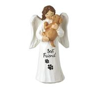 Heaven Sends Resin Angel and Dog Figurine - 'Best Friend' Pet Tribute Ornament with Paw Prints - Thoughtful Gift for Dog Lovers or Pet Memorial Display