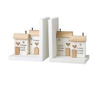 Heaven Sends Rustic White Wooden House Bookends - Set Of 2, 24 X 9 X 14 Cm Each