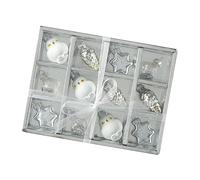 Heaven Sends Set of 12 Christmas Glass Assorted Bauble Decorations - 4cm - Silver - Christmas Decoration For Home - Gift Idea for Christmas - Hanging Christmas Ornaments - Christmas Tree Decorations