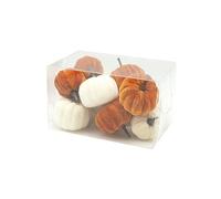 Heaven Sends Set of 12 Cream and Orange Velvet Pumpkin Halloween Decorations