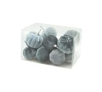 Heaven Sends Set of 12 Grey Velvet Pumpkin Halloween Decorations