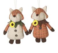 Heaven Sends Set of 2 Fabric Fox Decorations with Sunflower Detail