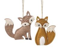 Heaven Sends Set of 2 Felt Fox Autumn Decorations Woodland Hanging Ornaments