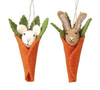 Heaven Sends Set of 2 Felt Mice in Carrots Easter Decorations