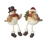 Heaven Sends Set of 2 Festive Robin Figurines with Hats, 15 cm Height