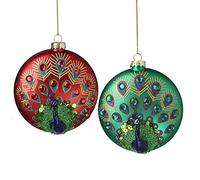Heaven Sends Set of 2 Glass Peacock Baubles