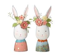 Heaven Sends Set of 2 Metal Rabbit Head Planters