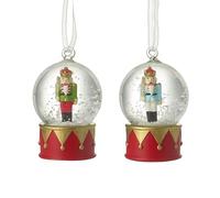 Heaven Sends Set of 2 Nutcracker Snow Globe Hanging Christmas Tree Decorations