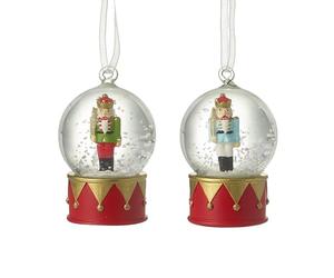 Heaven Sends Set of 2 Nutcracker Snow Globe Hanging Christmas Tree Decorations