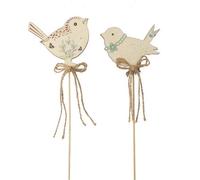 Heaven Sends Set Of 2 Wooden Bird Garden Stakes - Decorative Plant Supports 30 X 5 Cm & 31 X 8 Cm