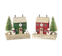 Heaven Sends Set of 2 Wooden Christmas House Ornaments