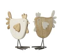 Heaven Sends Set Of 2 Wooden Hen Easter Decorations With Metal Feet For Rustic Spring Decor