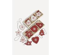 Heaven Sends Set of 24 Wooden Scandi Christmas Decorations Red & White Heaven Sends Multicolor