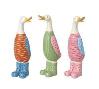 Heaven Sends Set Of 3 Colourful Geese In Welly Boots Easter Decorations, 12.5 X 5 Cm Each