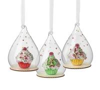 Heaven Sends Set of 3 Cupcakes in Domes Christmas Tree Decorations