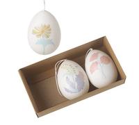 Heaven Sends Set Of 3 Floral Hanging Easter Egg Decorations, Watercolour Designs, 5 X 5 X 7 Cm