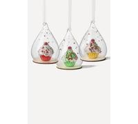Heaven Sends Set of 3 Glass Cupcakes in Domes Gold Hanging Christmas Decorations Heaven Sends Gold