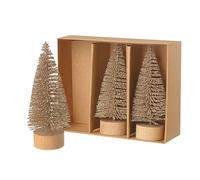 Heaven Sends Set of 3 Gold Christmas Brush Tree Set Christmas Decoration - 11.5cm - Christmas Tree Decoration - Christmas Decoration For Home - Festive Christmas Decor - Gift Idea for Christmas